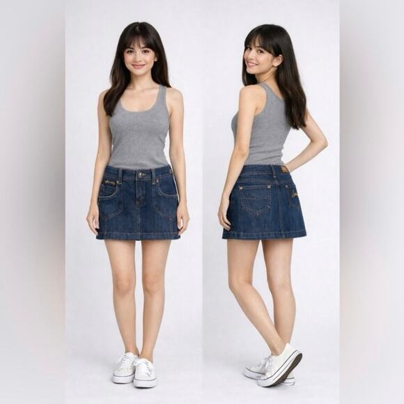 Billabong Dresses & Skirts - Billabong Blue Denim Jean Mini Micro Skirt Size 3